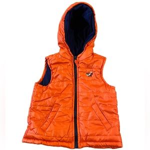 Orange Zip Up Puffer Vest Blue Fleece Lining Size 2